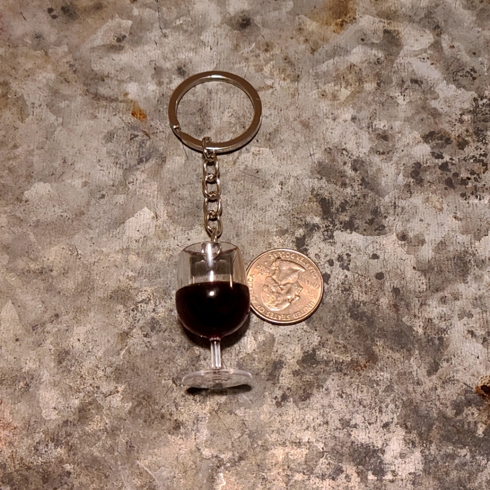 Wine glass charm keychain